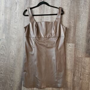 Chocolate Brown Faux Leather Dress By The Drop